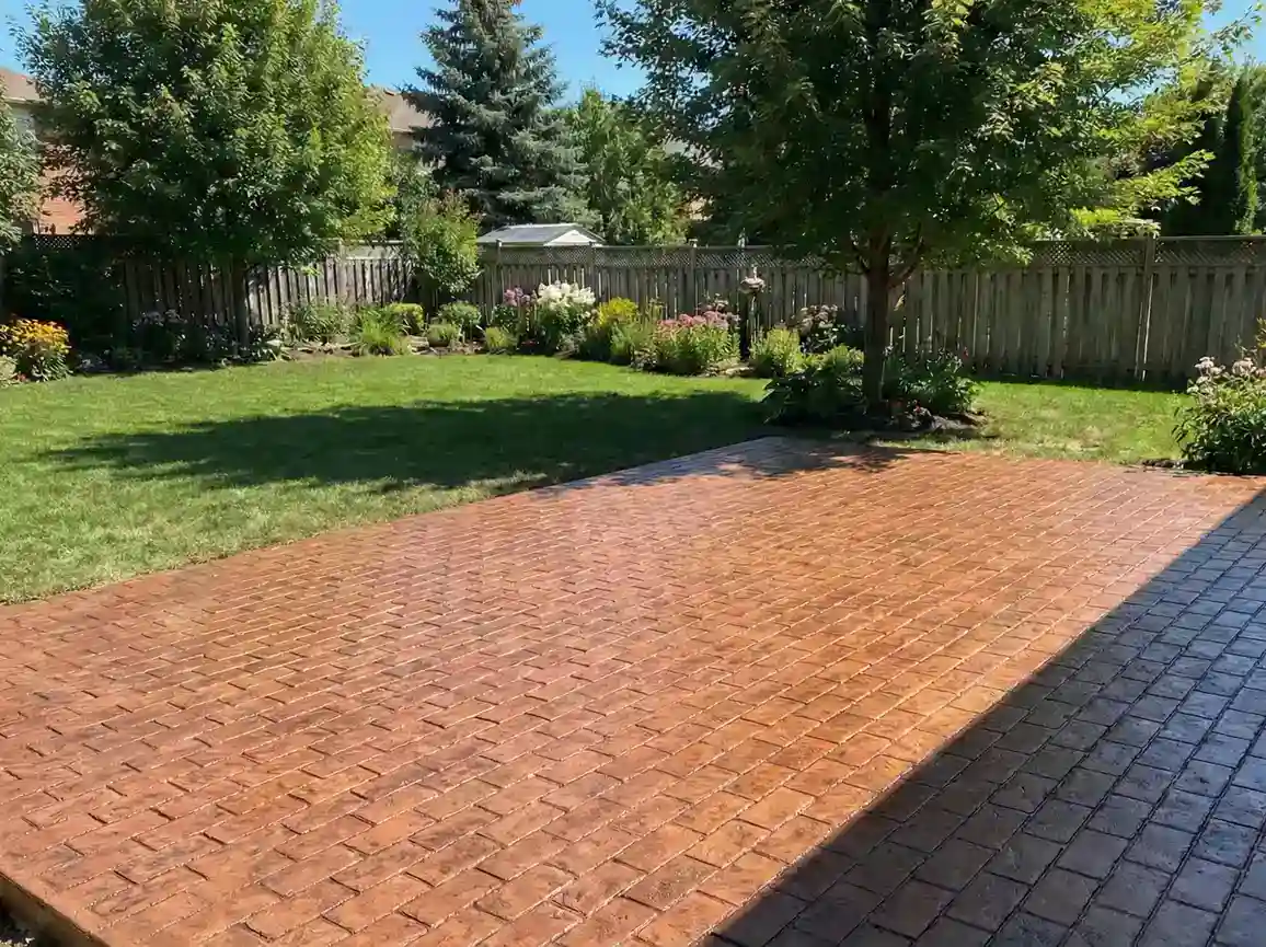 Stamped concrete brick pattern