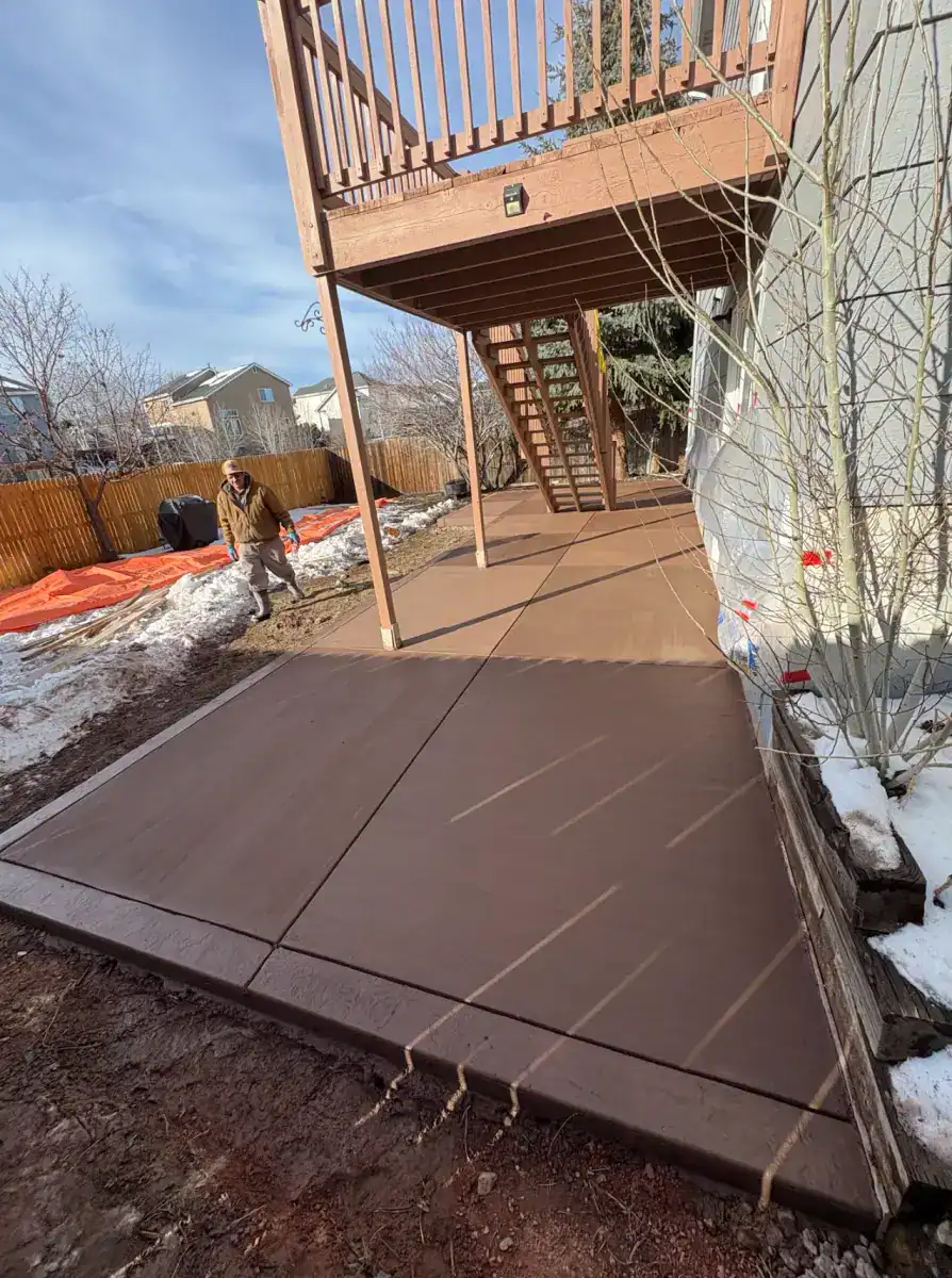 Decorative patio with integral color and border