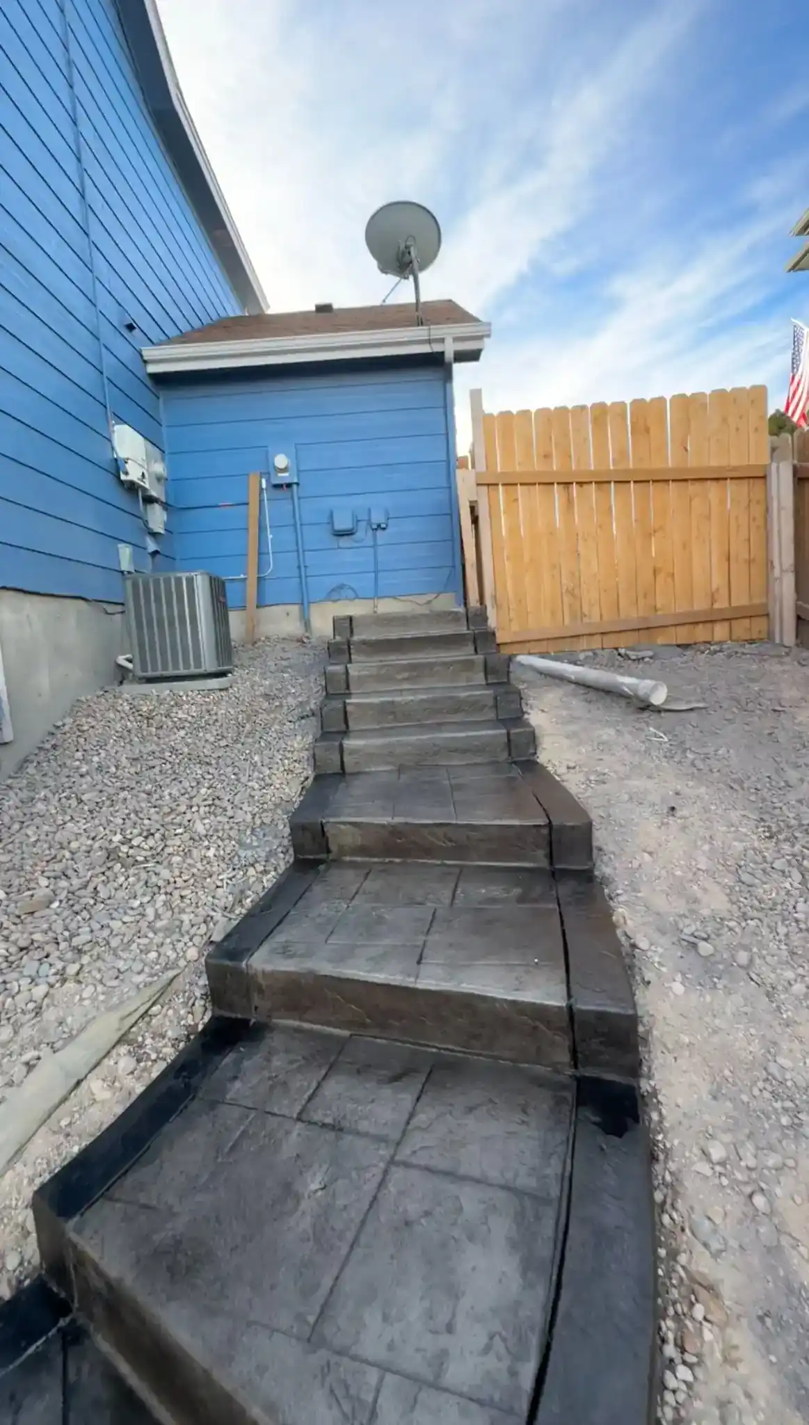 Decorative stamped concrete patio